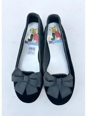 NEW Disney Liv & Maddie Girls Black Ballet Flats Bow Shoes Size 3 EU 35